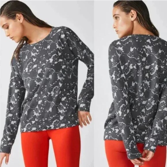 FABLETICS Gray/White Burnout Pullover French Terry Sweatshirt Size Large - Picture 1 of 12